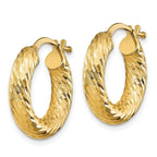 14k 4x10mm Diamond-cut Round Hoop Earrings