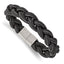 Stainless Steel Brushed Black and Grey Braided Leather Bracelet