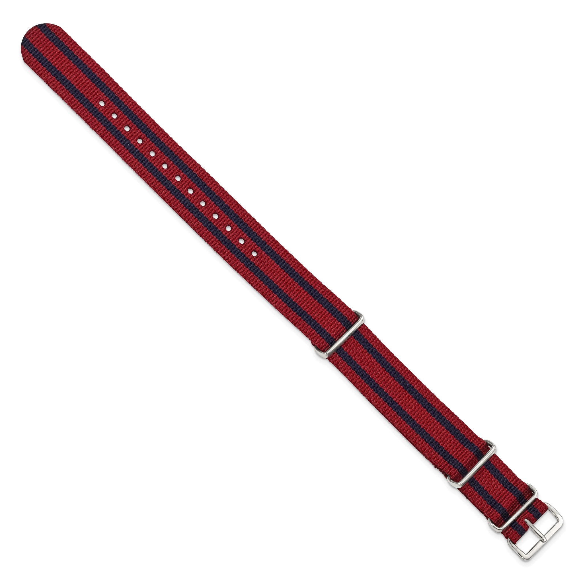 20mm One-Piece Red with Navy Stripes Military Ballistic G10 Nylon with Silver-tone Buckle 10.75 inch Watch Band Secondary image