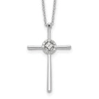 Sterling Silver Diamond Eternal Life Cross Necklace with Rhodium Polish