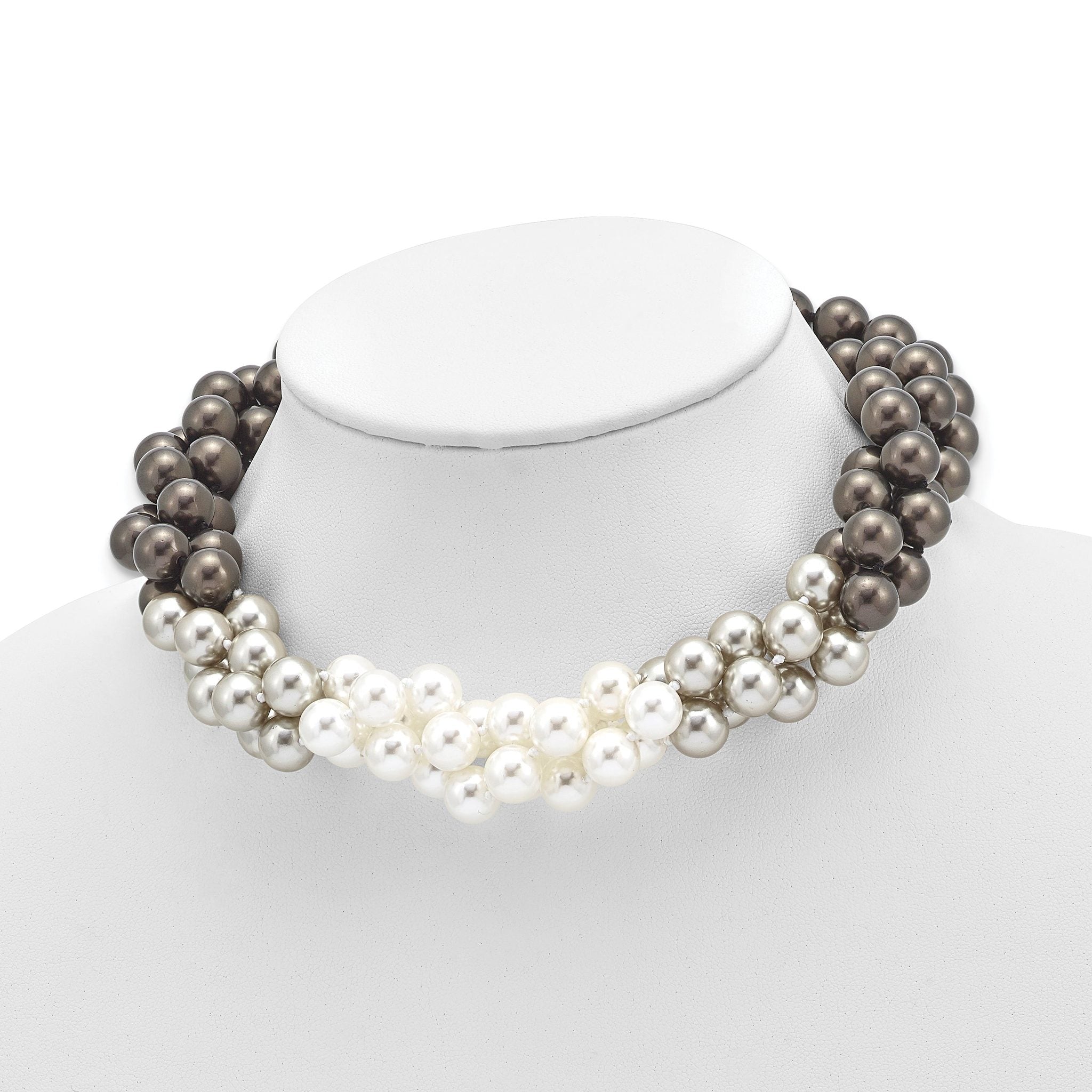 Sophia Jewelers Sterling Silver Beaded Necklace with Multi-Color Shell Pearls Secondary image