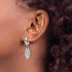 Stainless Steel Polished Hinged Flower Huggie Hoop Earrings for Women