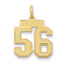 14K Gold Satin Number 56 Charm with Brushed Finish  Small, Laser Cut Design