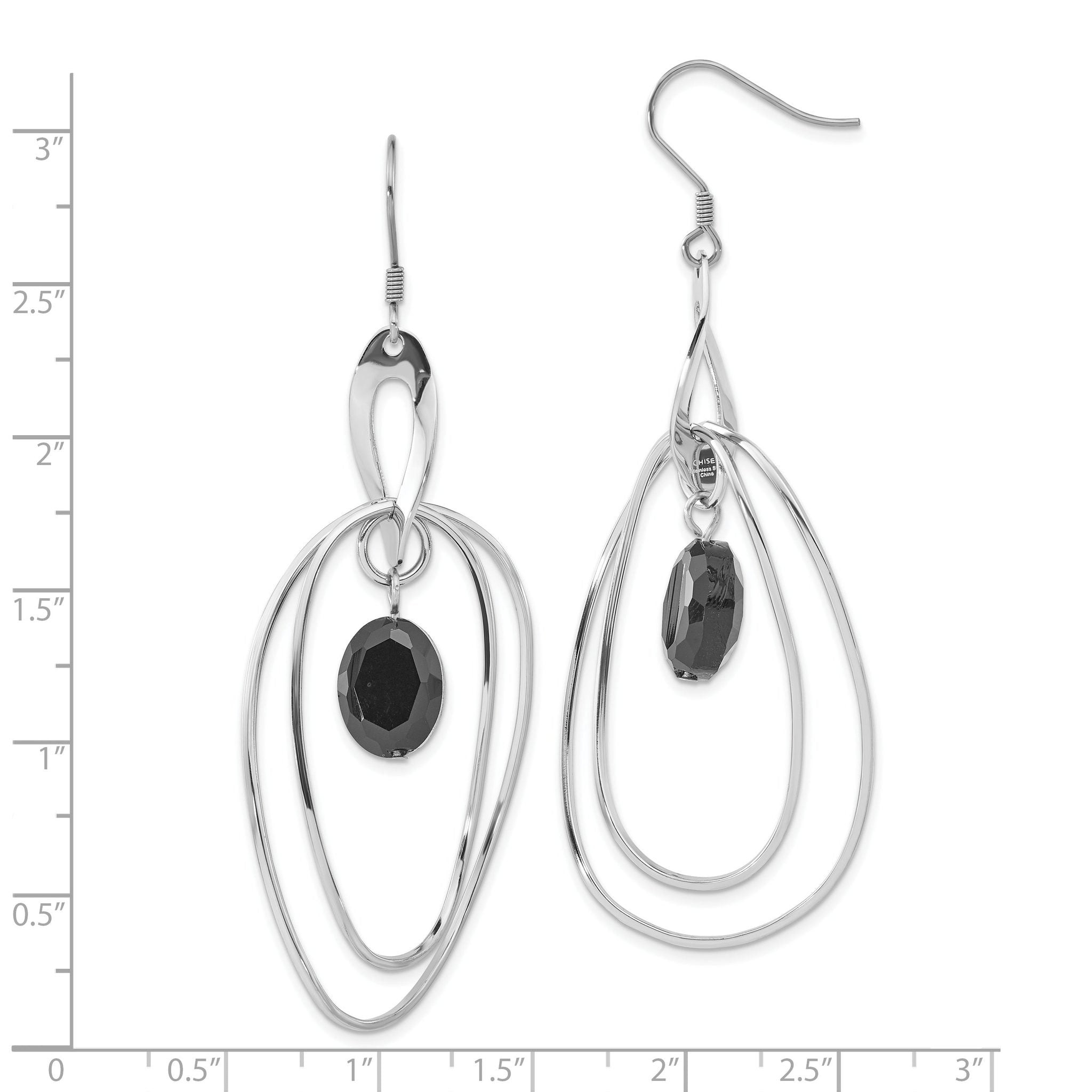 Stainless Steel Polished Oval Drop Dangle Earrings for Women