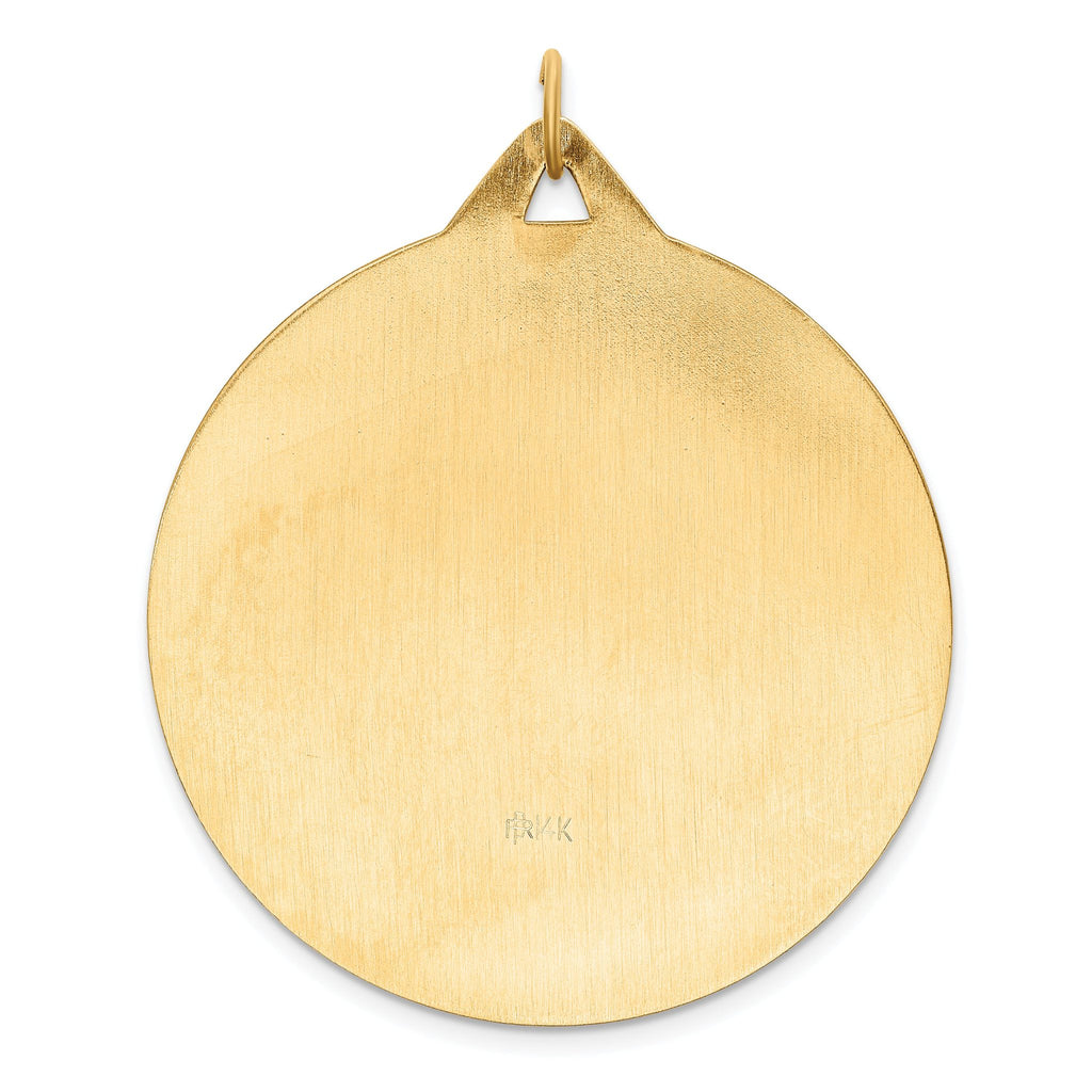 14k Solid Polished/Satin Extra Large Round St. Christopher Medal