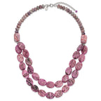 Sterling Silver Charoite, Jade, Pink and Purple Jasper With 2in ext Necklace