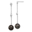Sophia Jewelers Sterling Silver CZ & Black Pearl Dangle Earrings Elegant Gift Ready