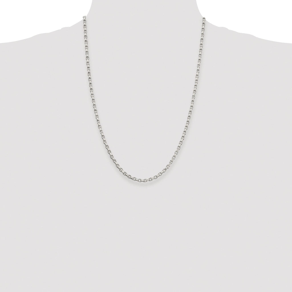 Sterling Silver Rhodium-plated 3.5mm Diamond-cut Rolo Chain
