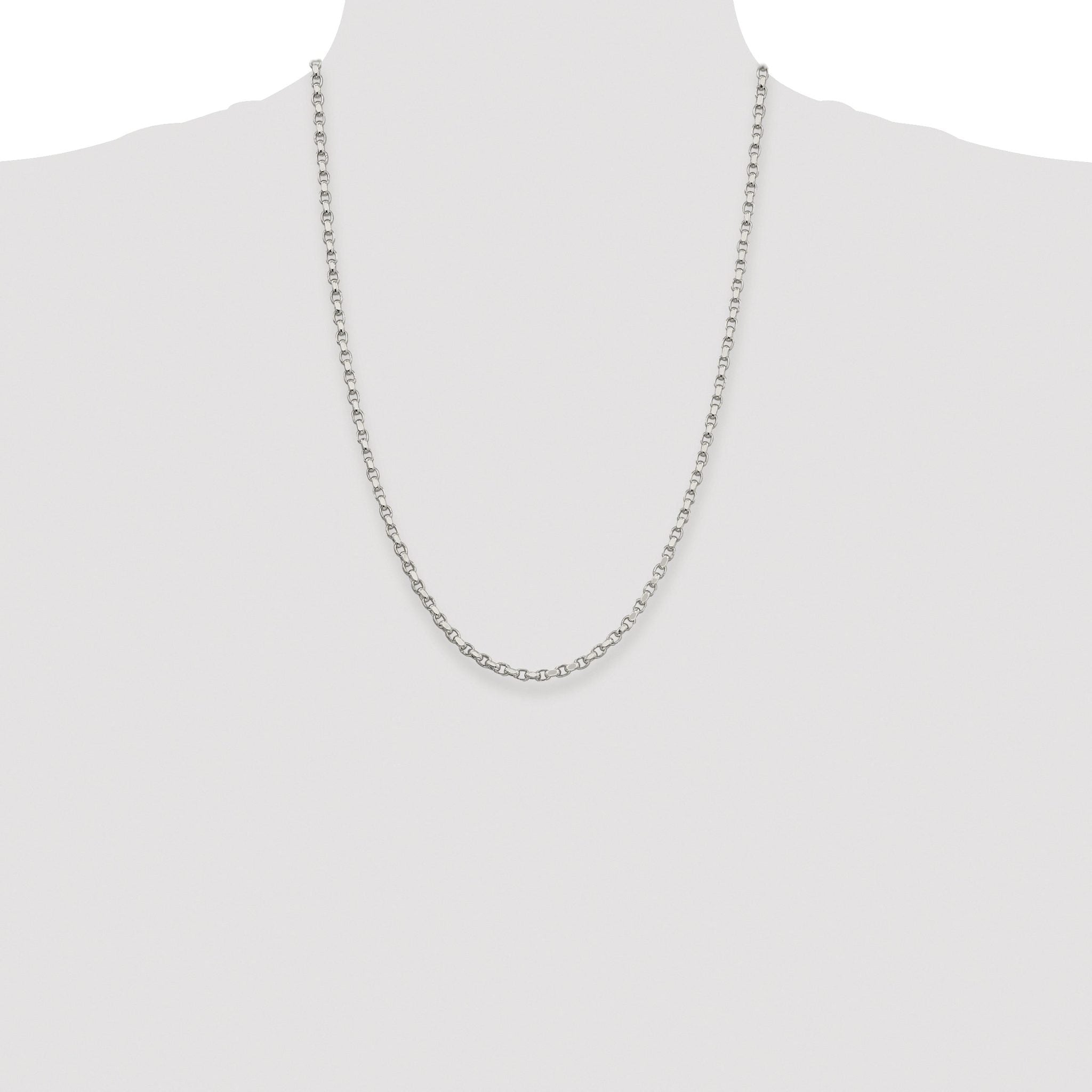 Sterling Silver Rhodium-plated 3.5mm Diamond-cut Rolo Chain