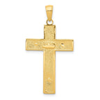 14K Gold Polished Crucifix Pendant with Textured Detail Solid, Casted Design
