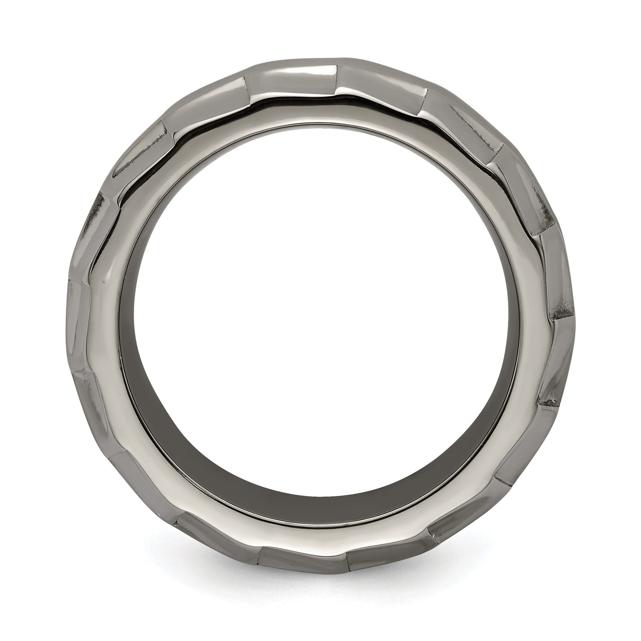 Edward Mirell Titanium Faceted Edge Brushed/Polished 12mm Concave Band Secondary image
