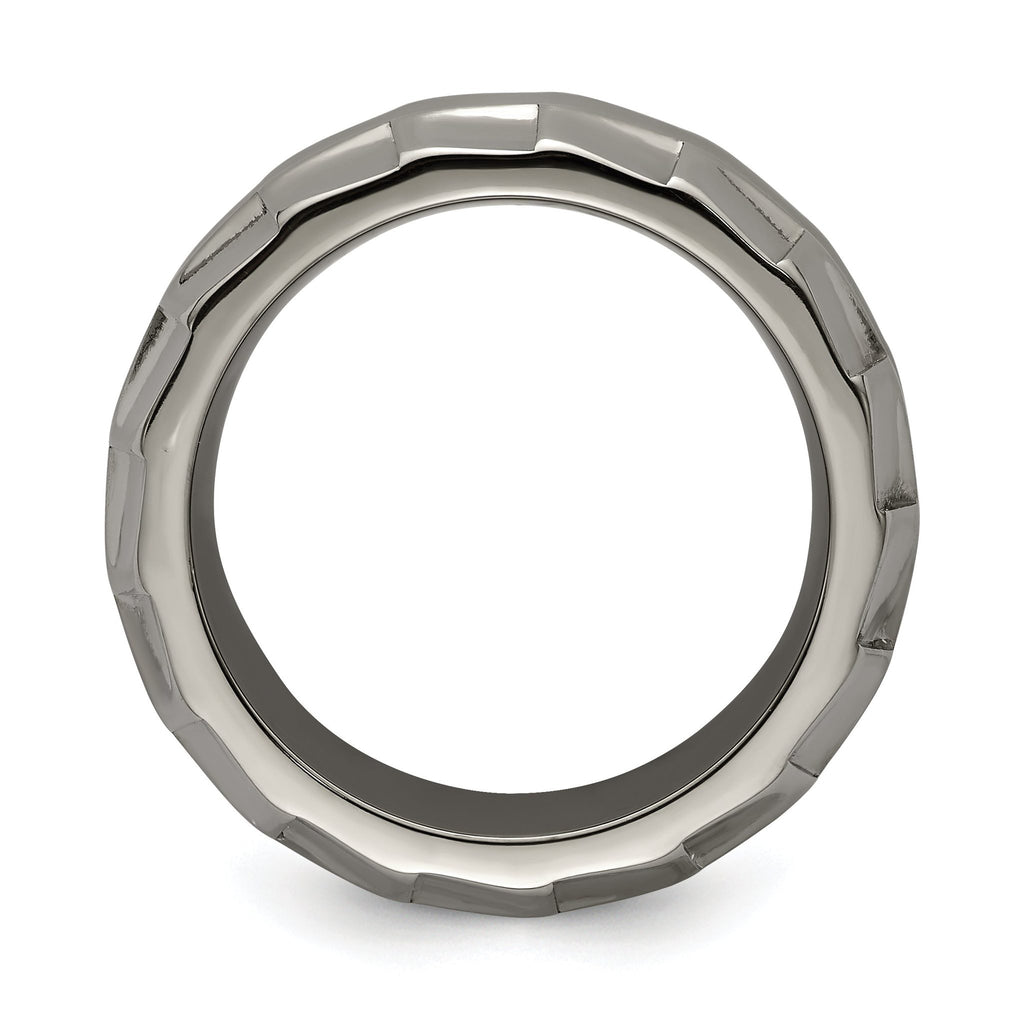 Edward Mirell Titanium Faceted Edge Brushed/Polished 12mm Concave Band