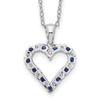 Sophia Jewelers Sterling Silver Platinum-Plated Heart Necklace with Diamond & Sapphire