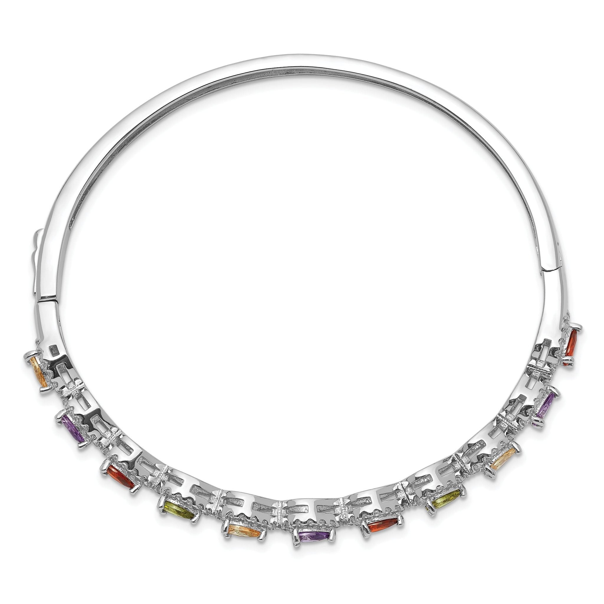 Sterling Silver Rhodium-plated Multi-Color CZ Hinged Bangle Secondary image