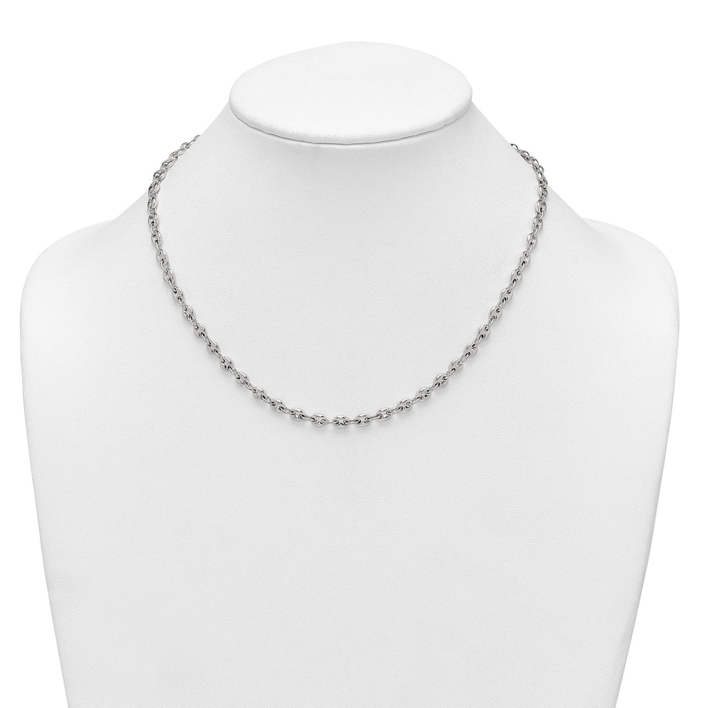 Sterling Silver Polished 4.8mm Puffed Mariner/Anchor Link 18 Inch Necklace