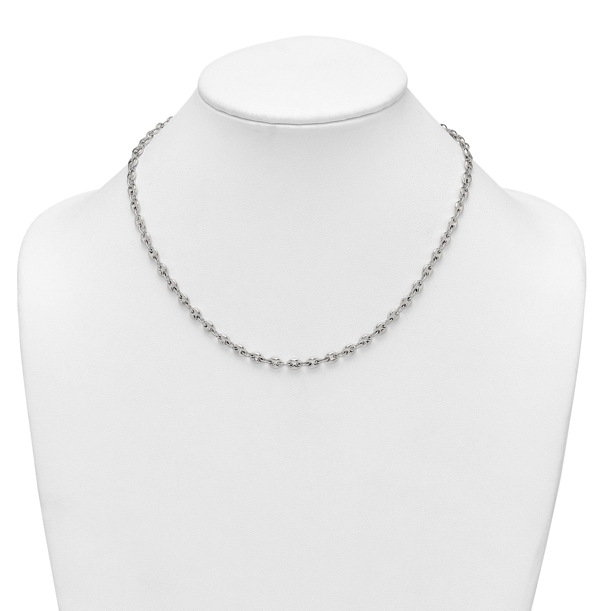 Sterling Silver Polished 4.8mm Puffed Mariner/Anchor Link 18 Inch Necklace