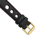 Grand Prix Leather Watch Band with Red Stitching, 24mm