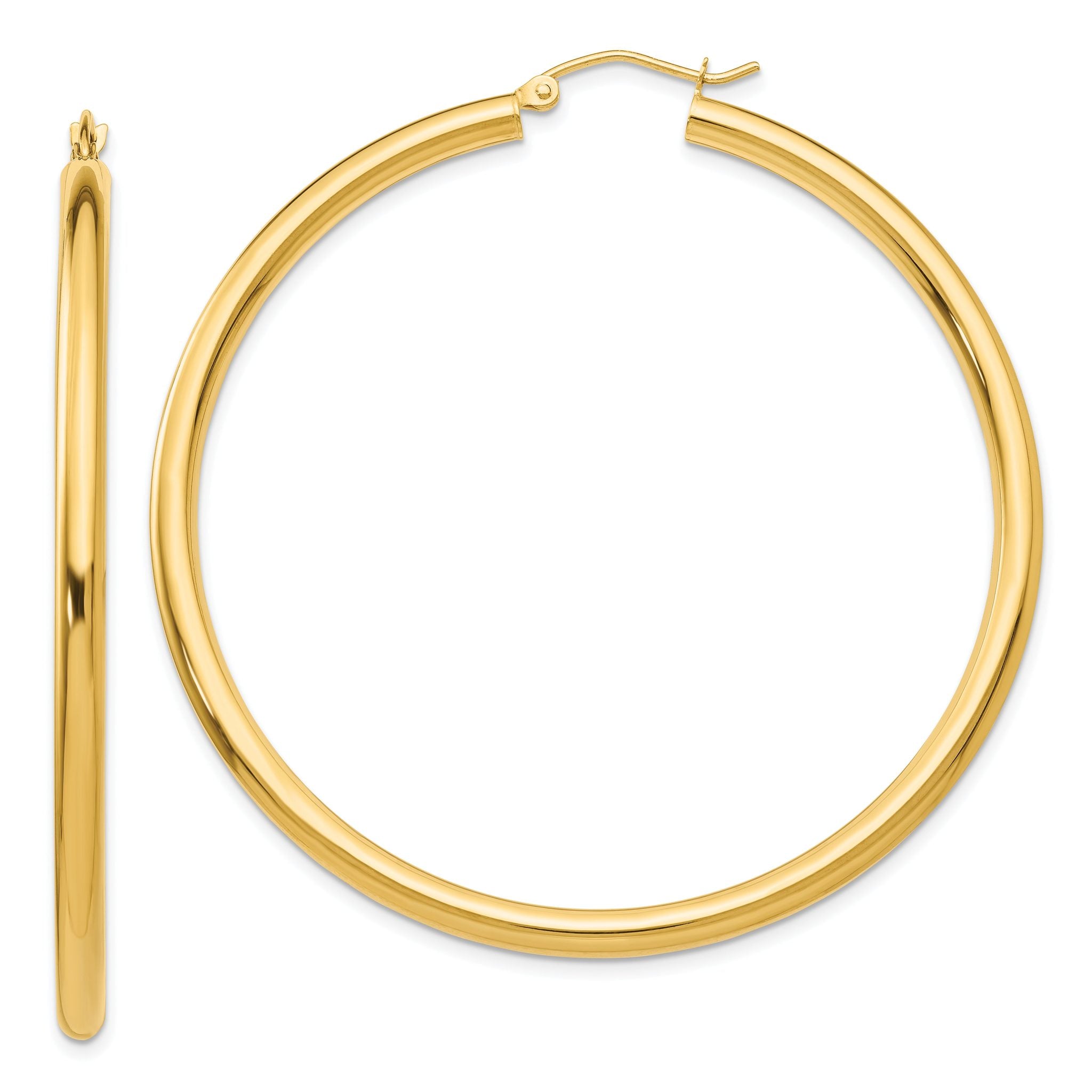14K Polished 3mm Tube Hoop Earrings Main image