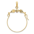 14K Two-Tone Gold Leaf and Flower Charm Holder Elegant Solid Design
