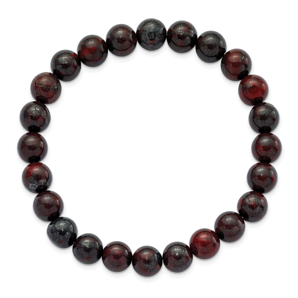 8mm Red Agate Beaded Stretch Bracelet