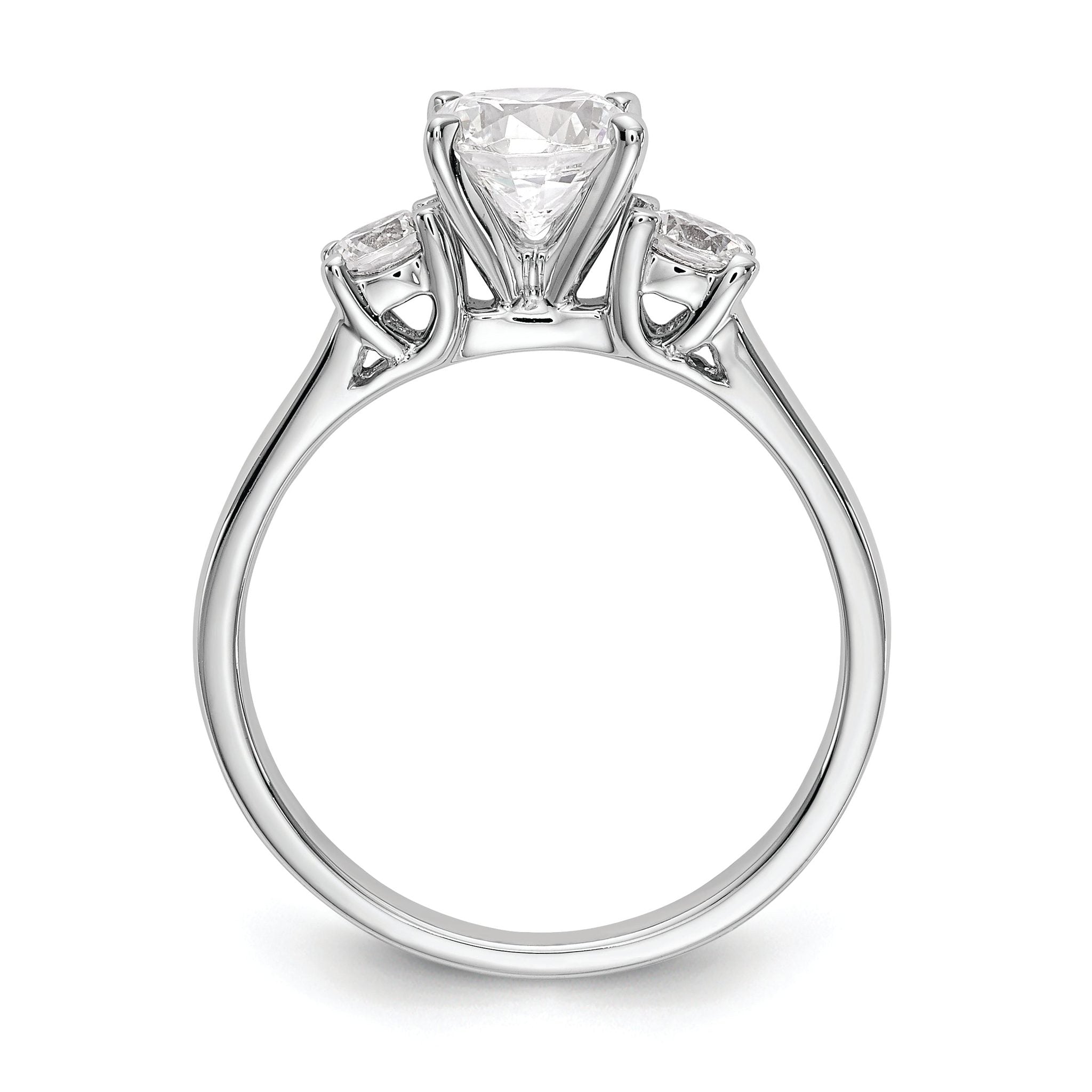 14K White Gold 3-Stone Peg Set Center Semi-mount Diamond Engagement Ring Secondary image