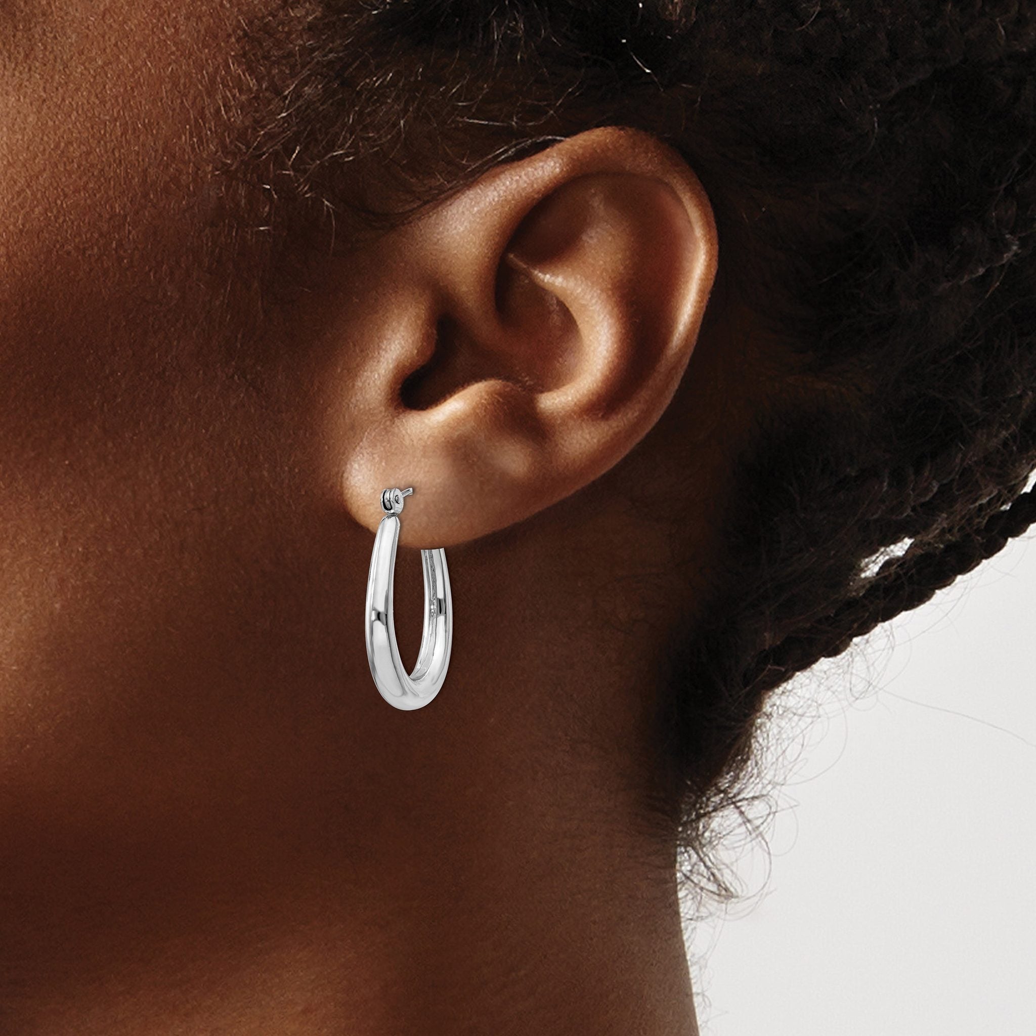 14k White Gold Polished Hoop Earrings