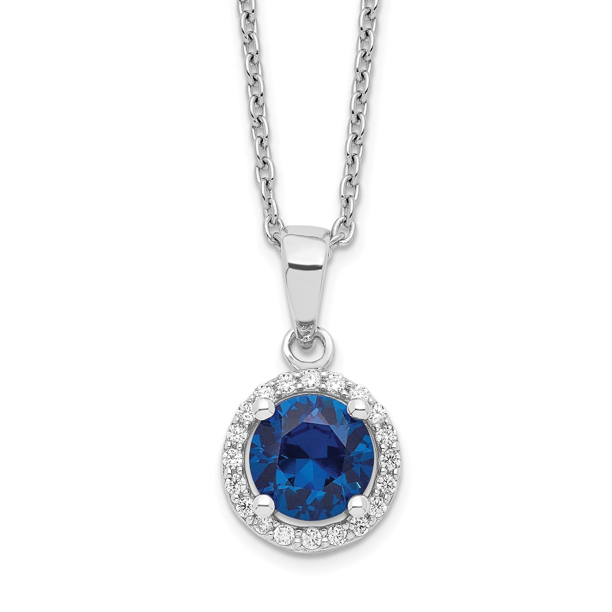 Sophia Jewelers Sterling Silver 20 Stone CZ Necklace with Extender