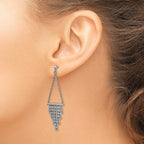 Stainless Steel Polished Cubic Zirconia Drop Dangle Earrings for Women