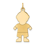 14K Gold Satin Boy Charm Solid Die Struck Themed Pendant