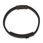 Stainless Steel Brushed Black IP with Carbon Fiber Leather Bracel Bracelet for Men