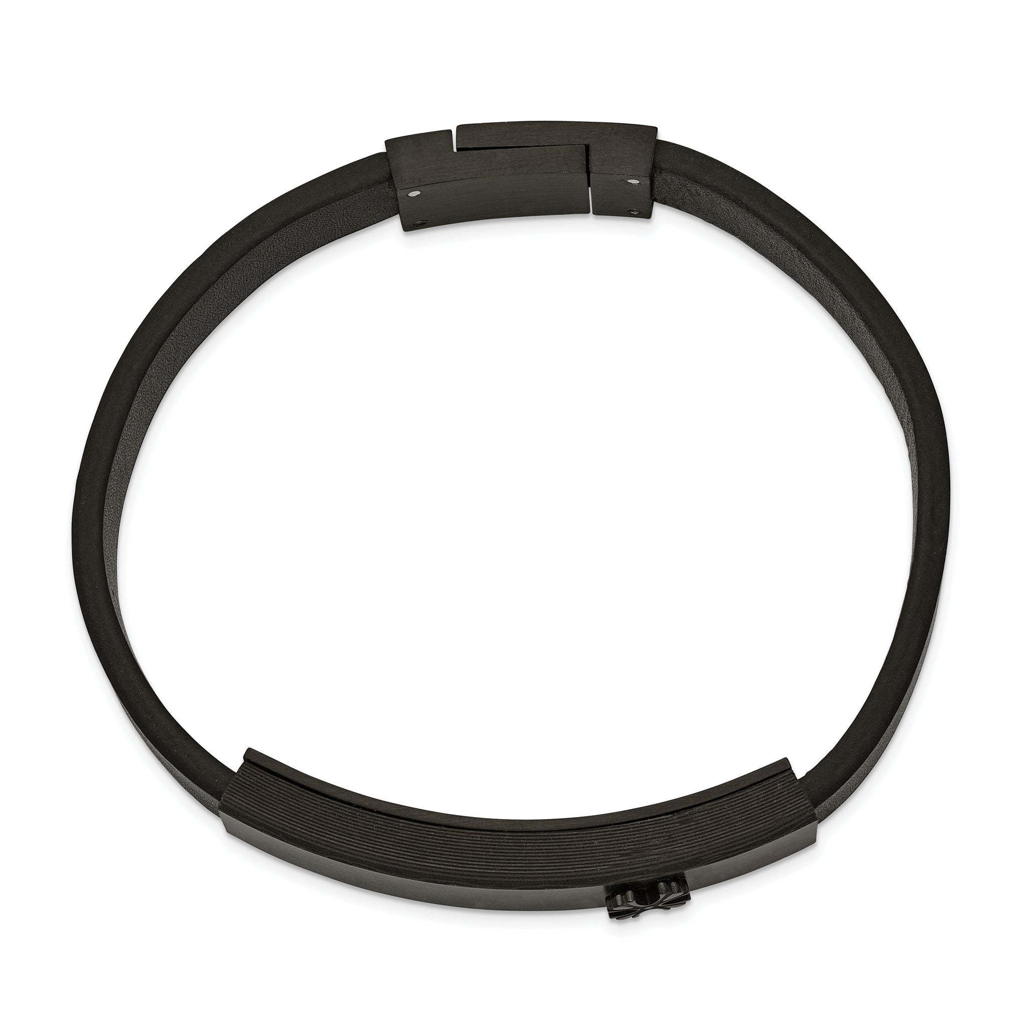 Stainless Steel Brushed Black IP with Carbon Fiber Leather Bracel Bracelet for Men