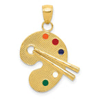 14K Gold Enameled Artist Palette Pendant with Multi-Color Accents