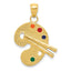 14K Gold Enameled Artist Palette Pendant with Multi-Color Accents