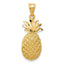 14K Gold Pineapple Charm with Diamond-Cut Details and Polished Finish
