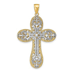 14K Two-Tone Gold Diamond-Cut Layered Cross Pendant  Elegant Religious Charm