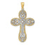 14K Two-Tone Gold Diamond-Cut Layered Cross Pendant  Elegant Religious Charm