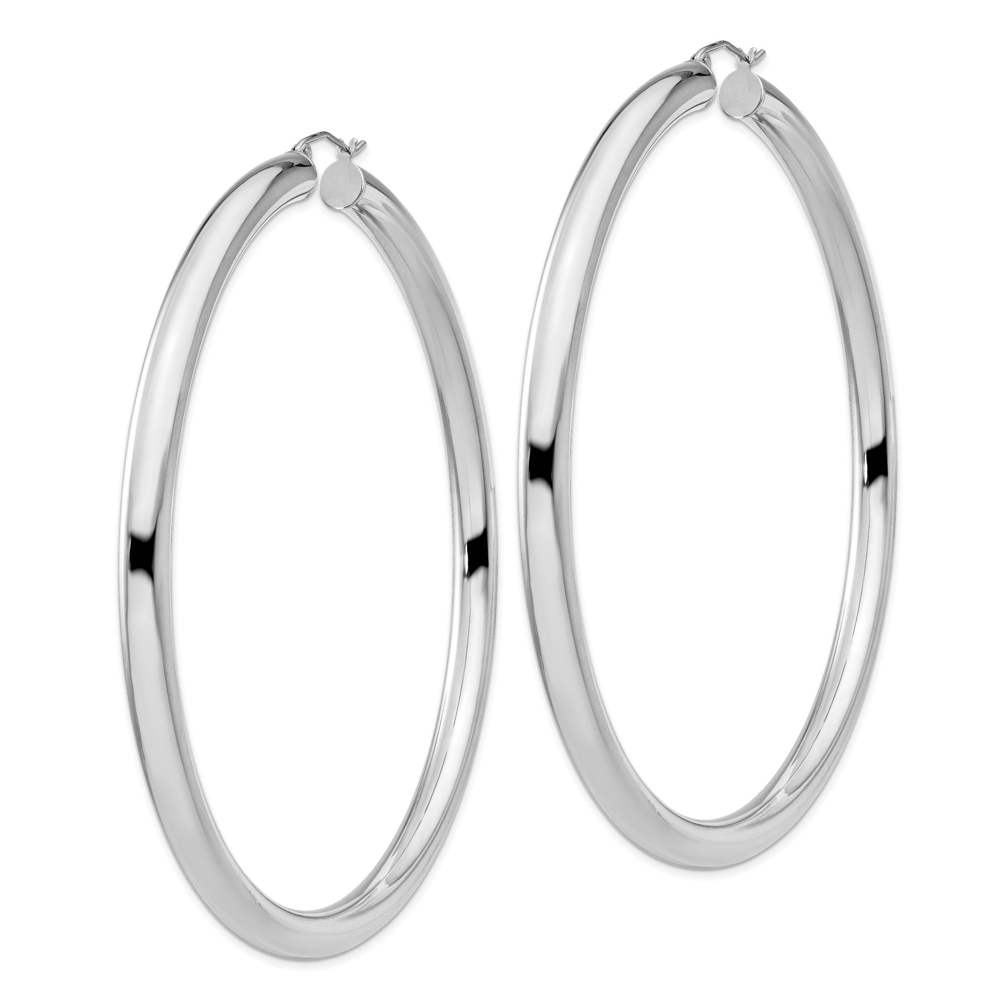 Sterling Silver Rhodium-plated 5mm Round Hoop Earrings Secondary image