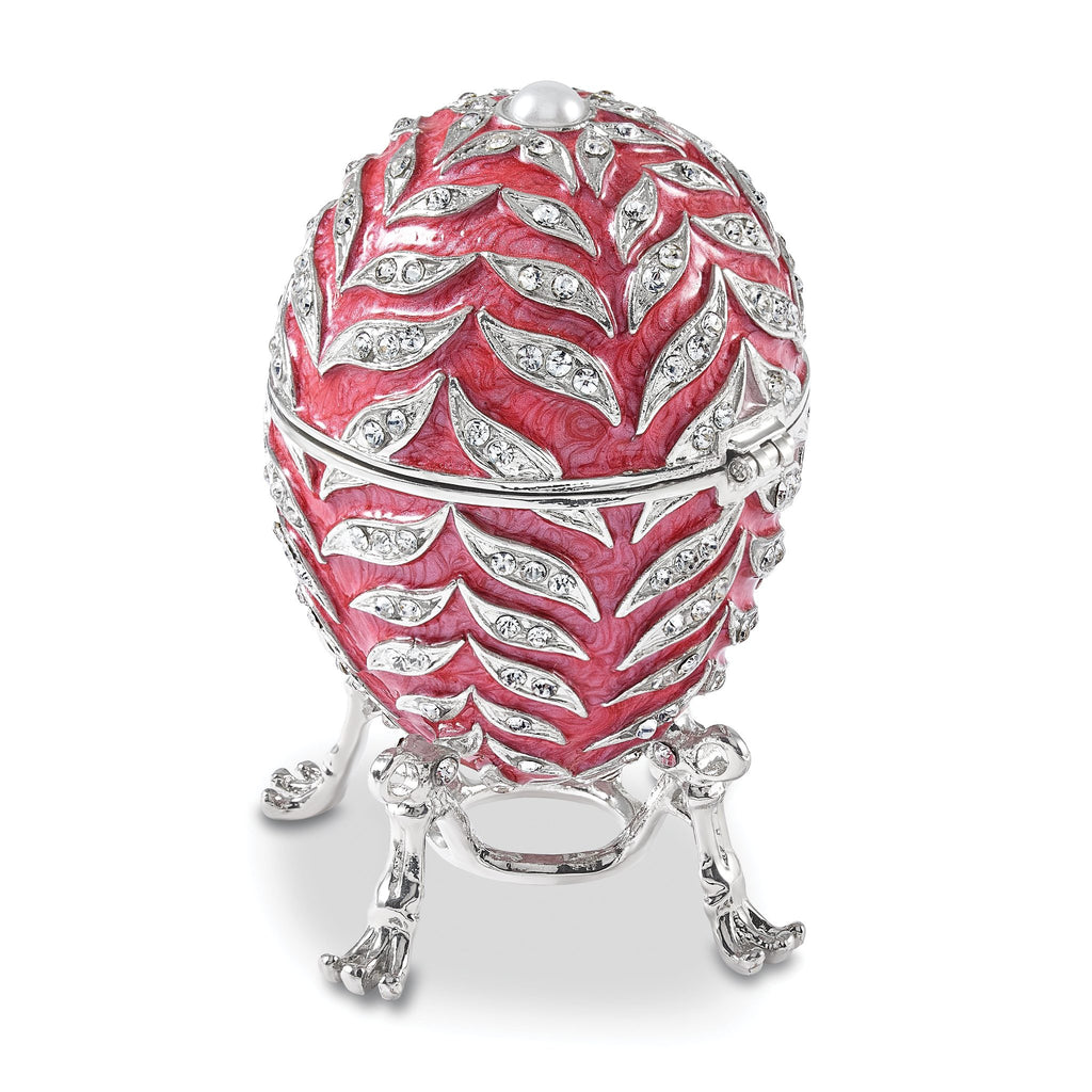 Luxury Giftware by Jere Bejeweled LUSCIOUS PINK (Plays Endless Love) Musical Egg Trinket Box with Matching 18 inch Necklace