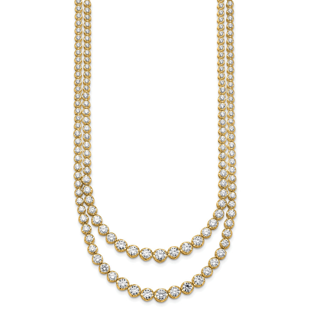 14k 14 3/8 carat Certified Lab Grown Diamond VS+ F+ Complete 16 inch Graduated Layered Tennis Necklace