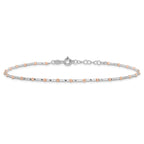Sterling Silver Rose flash-plated Diamond Cut w/1in ext. Anklet