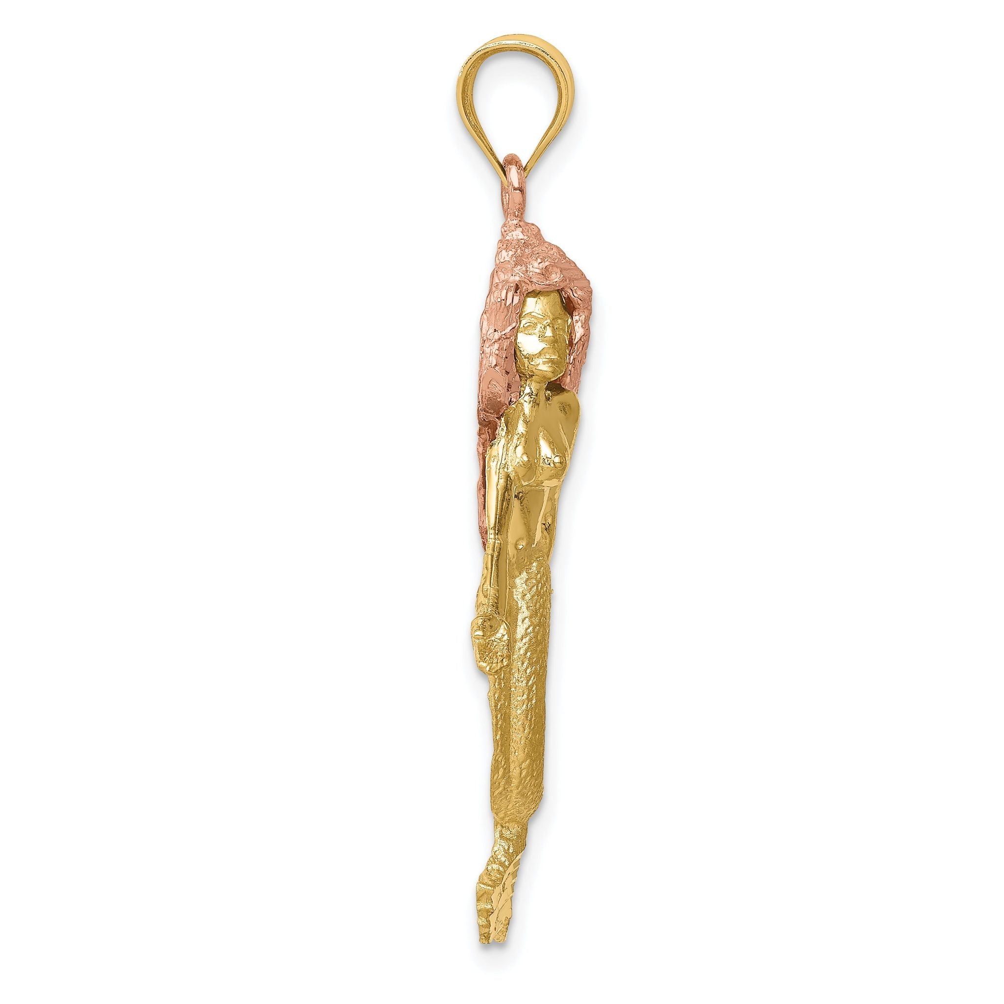 14K Two-Tone Gold Mermaid Charm Pendant with Elegant Solid Design Secondary image