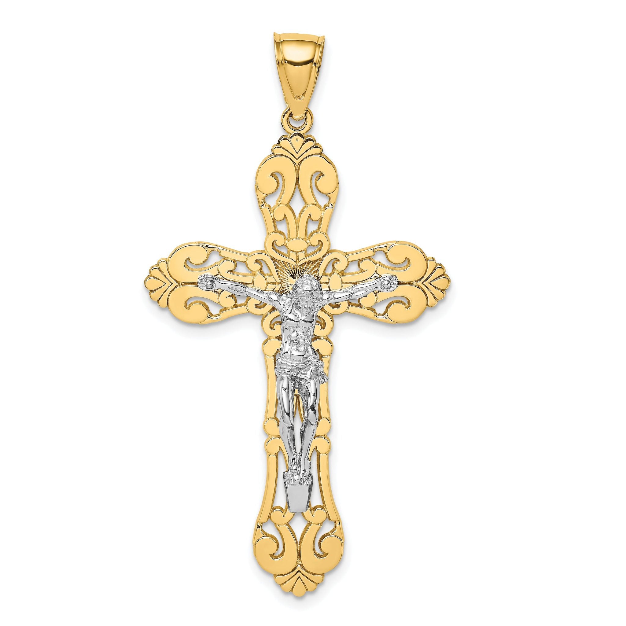 10K W/ Rhodium Crucifix Charm Main image