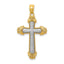 14K Two-Tone Polished Cross Pendant Solid Gold, Elegant Design