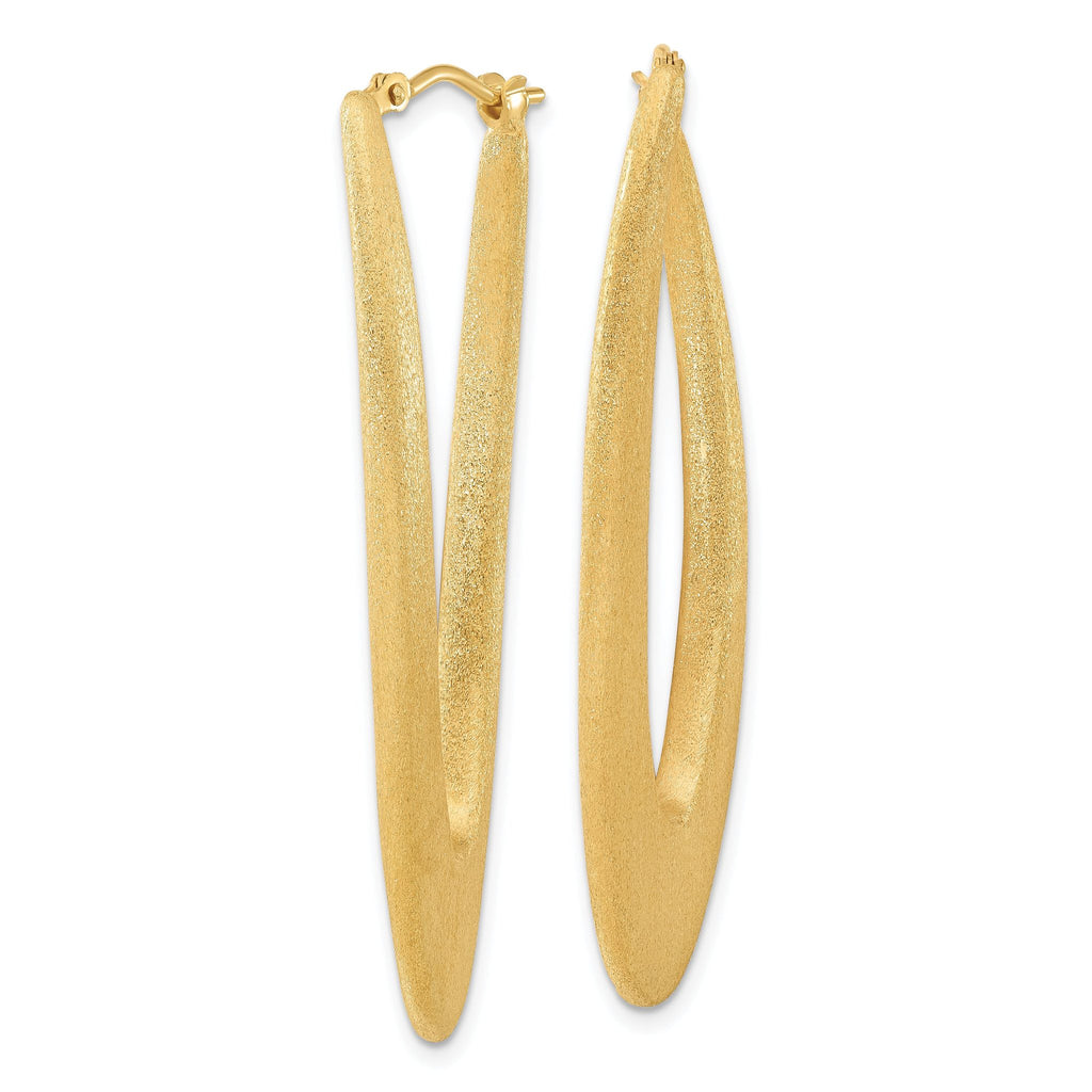 Sterling Silver Gold-Plated Brushed Oval Elongated Hoop Earrings for Women
