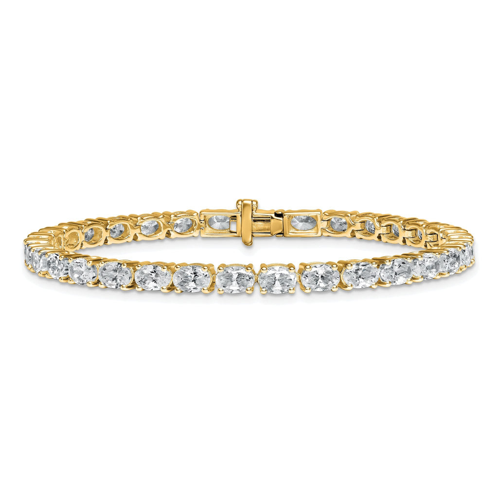 14k 9 7/8 carat Lab Grown Diamond VS+ F+ Complete Oval Tennis Bracelet