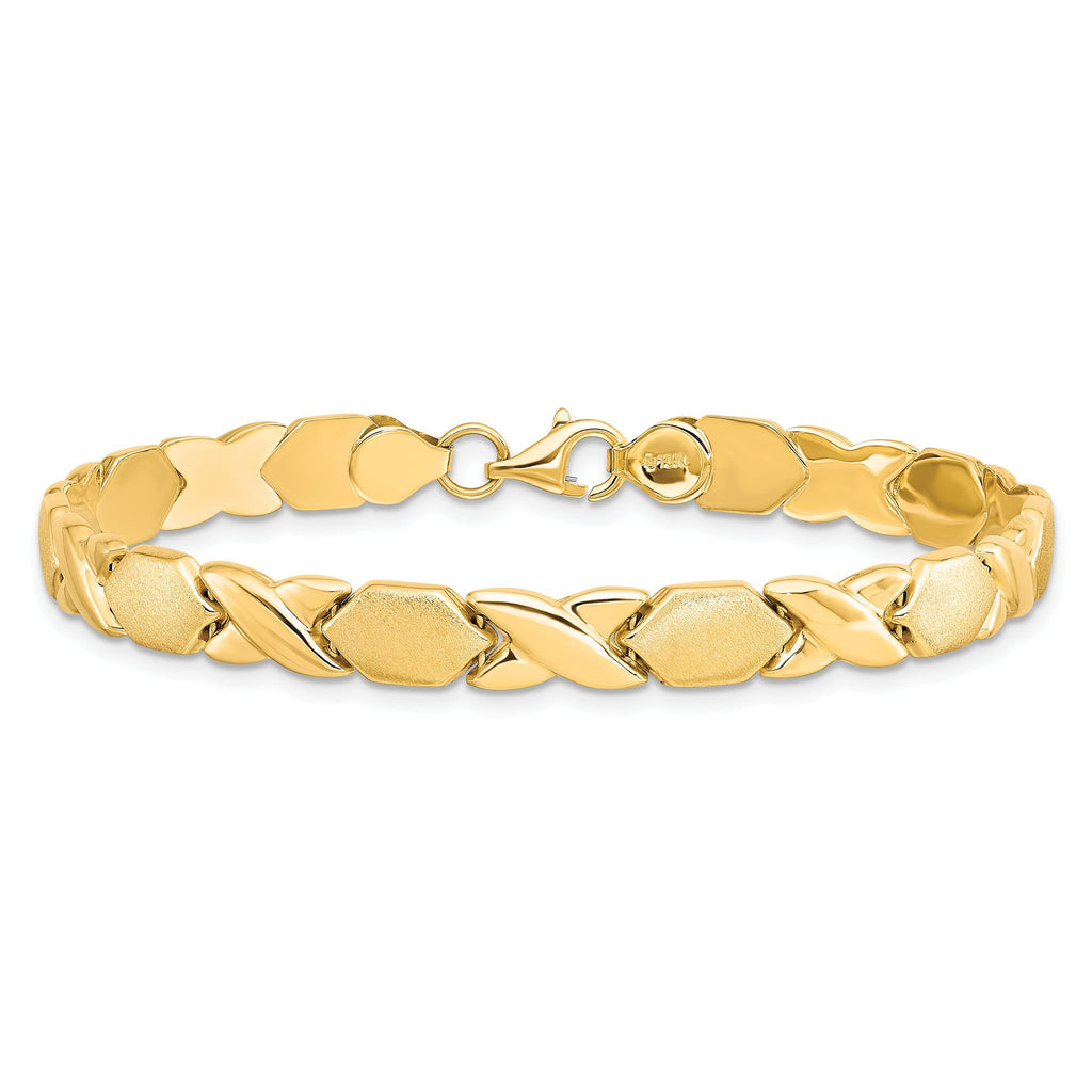 10KPolished and Brushed X/O Fancy Bracelet