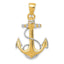 14K Gold & Rhodium Anchor Pendant with Rope Detail for Men