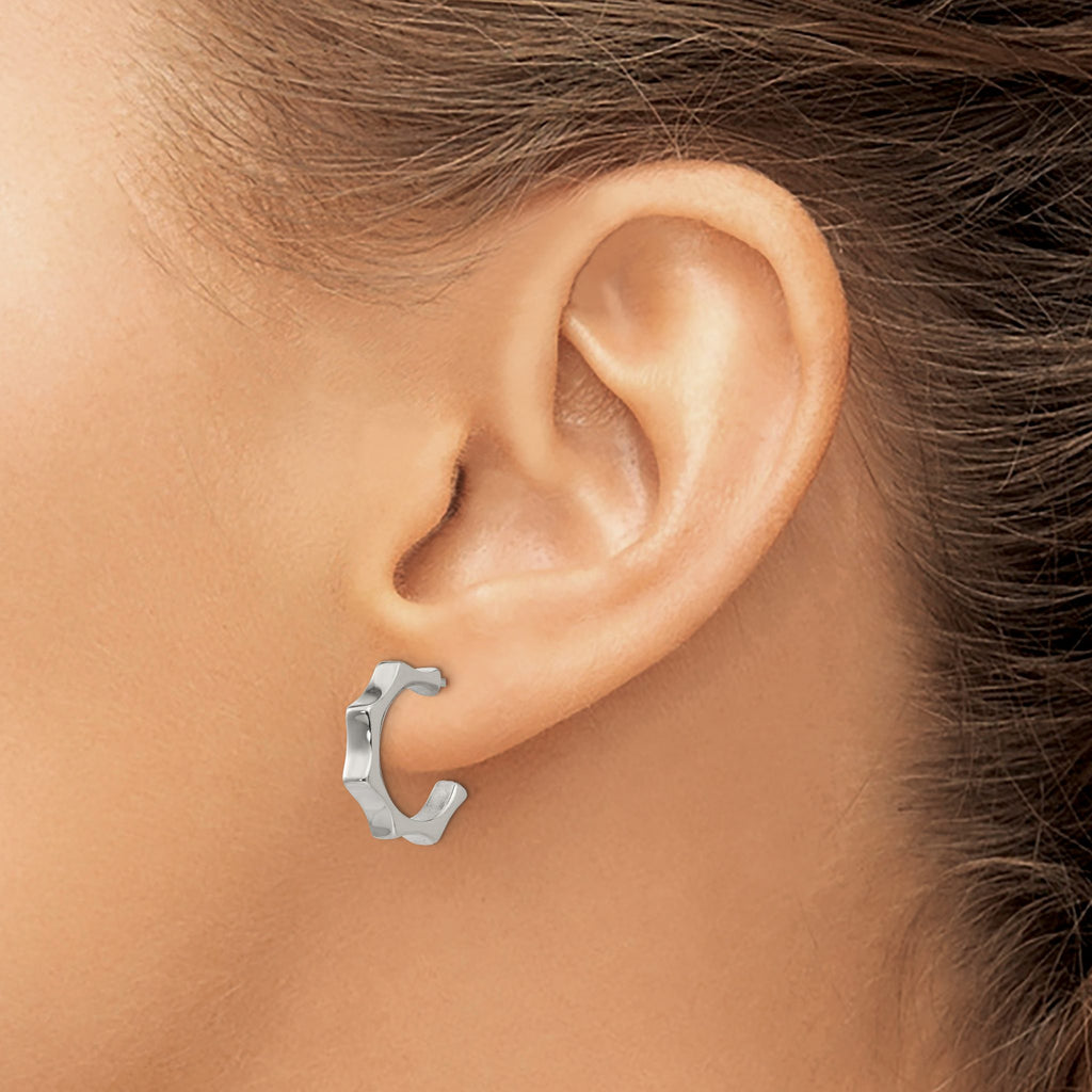 Stainless Steel Polished C-Hoop Earrings for Women