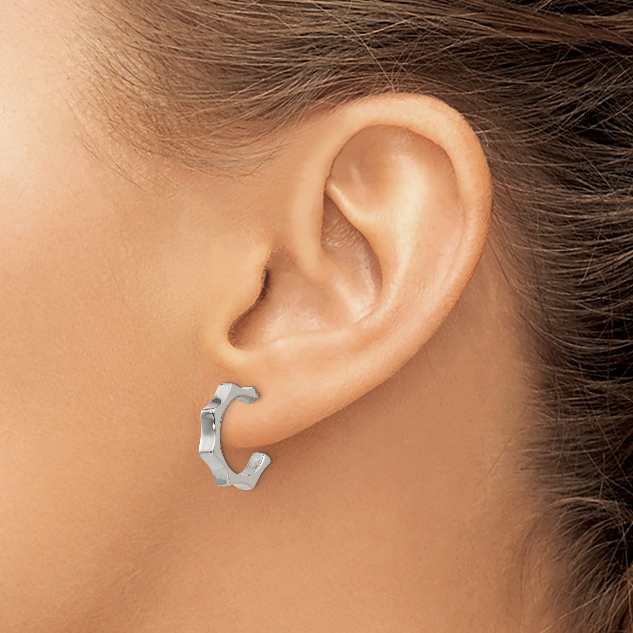Stainless Steel Polished C-Hoop Earrings for Women