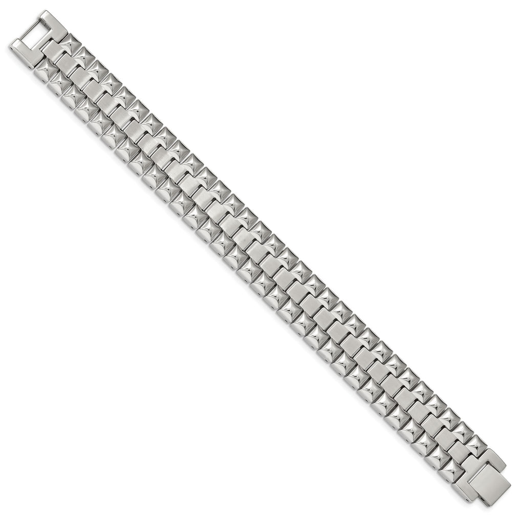 Stainless Steel Brushed and Polished Heavy Link Bracelet for Men
